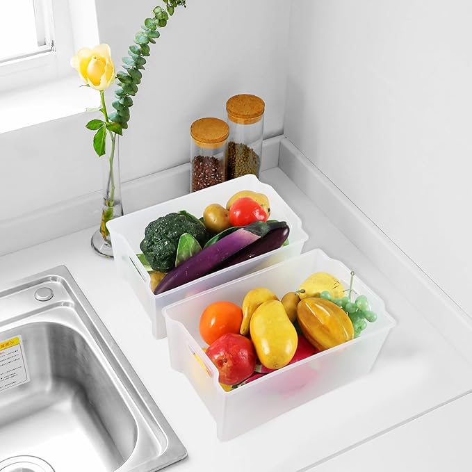 4-Pack Open Storage Organizing Bins, Matte Transparent Plastic Organizer Bins