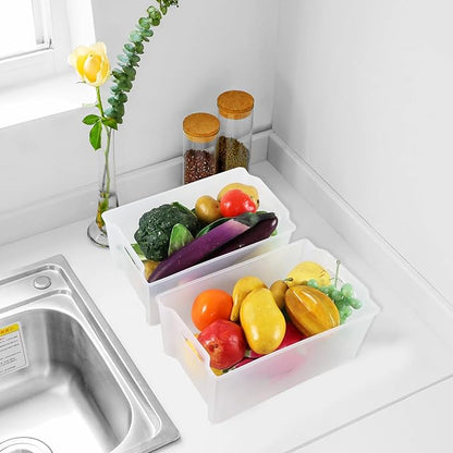 4-Pack Open Storage Organizing Bins, Matte Transparent Plastic Organizer Bins