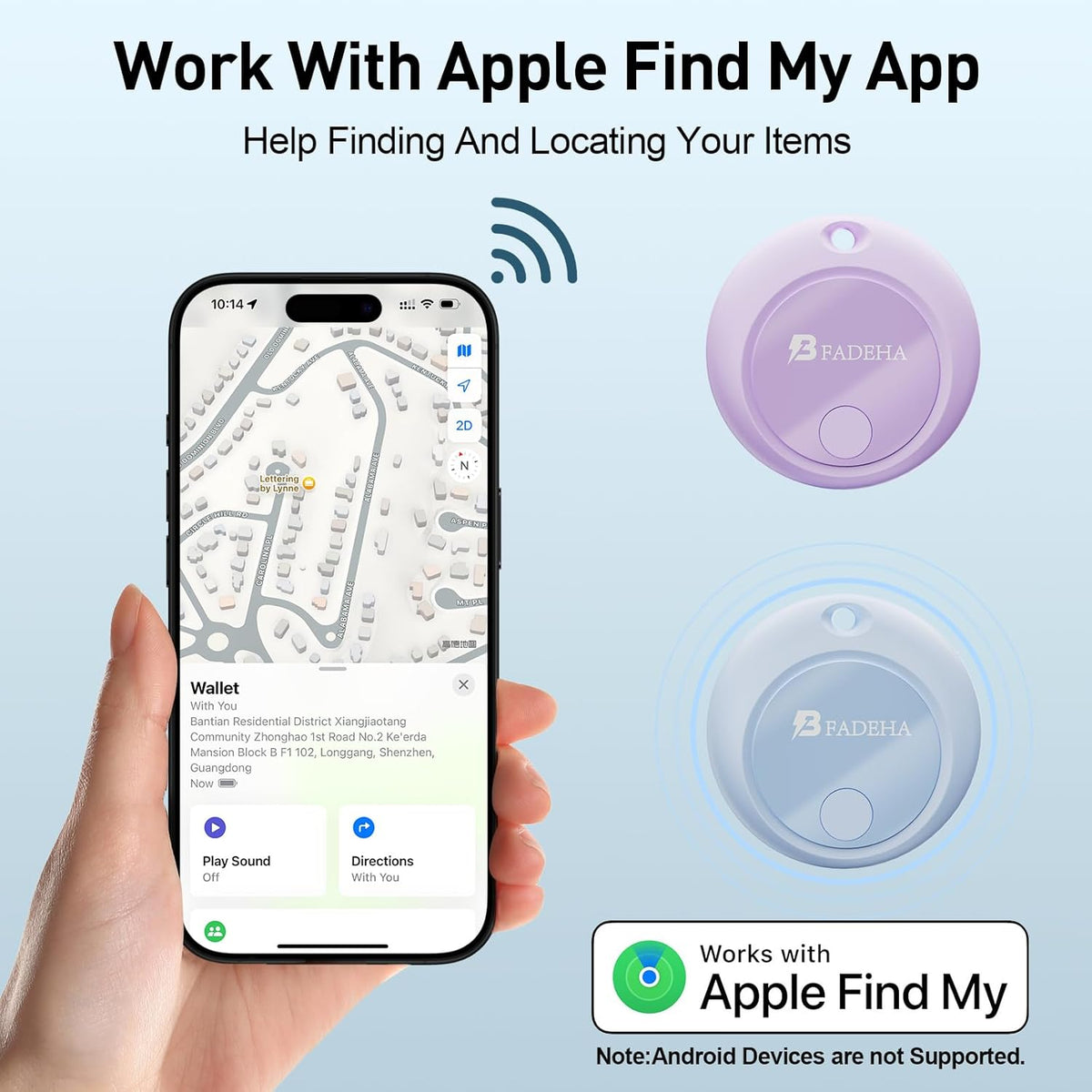 2025 [Apple MFi Certified] (iOS Only) Bluetooth Tracker Smart Finder for Apple Find My, iPhone Card Wallet Finder GPS Tracker, 5-10 Years Battery, Keys Finder and Item Locator for Keys, Bags, Passport