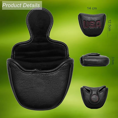 Golf Putter Cover, Putter Headcovers Golf Club Head Covers Putter Headcover for Blade Leather Golf Mallet Putter Head Covers with Magnetic for All Brands USA Style