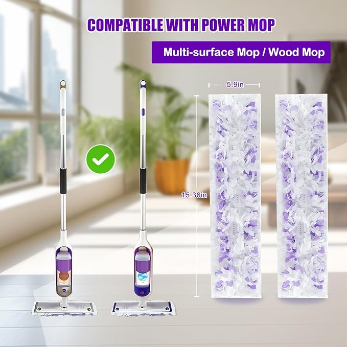 20 Pack Disposable Power Mop Pad Refills for Swiffer Power Mop, Compatible with Swiffer Power Mop, Thickened Multi-Surface Replacements for Swiffer Wet Pads Refill on All Finished Floors.