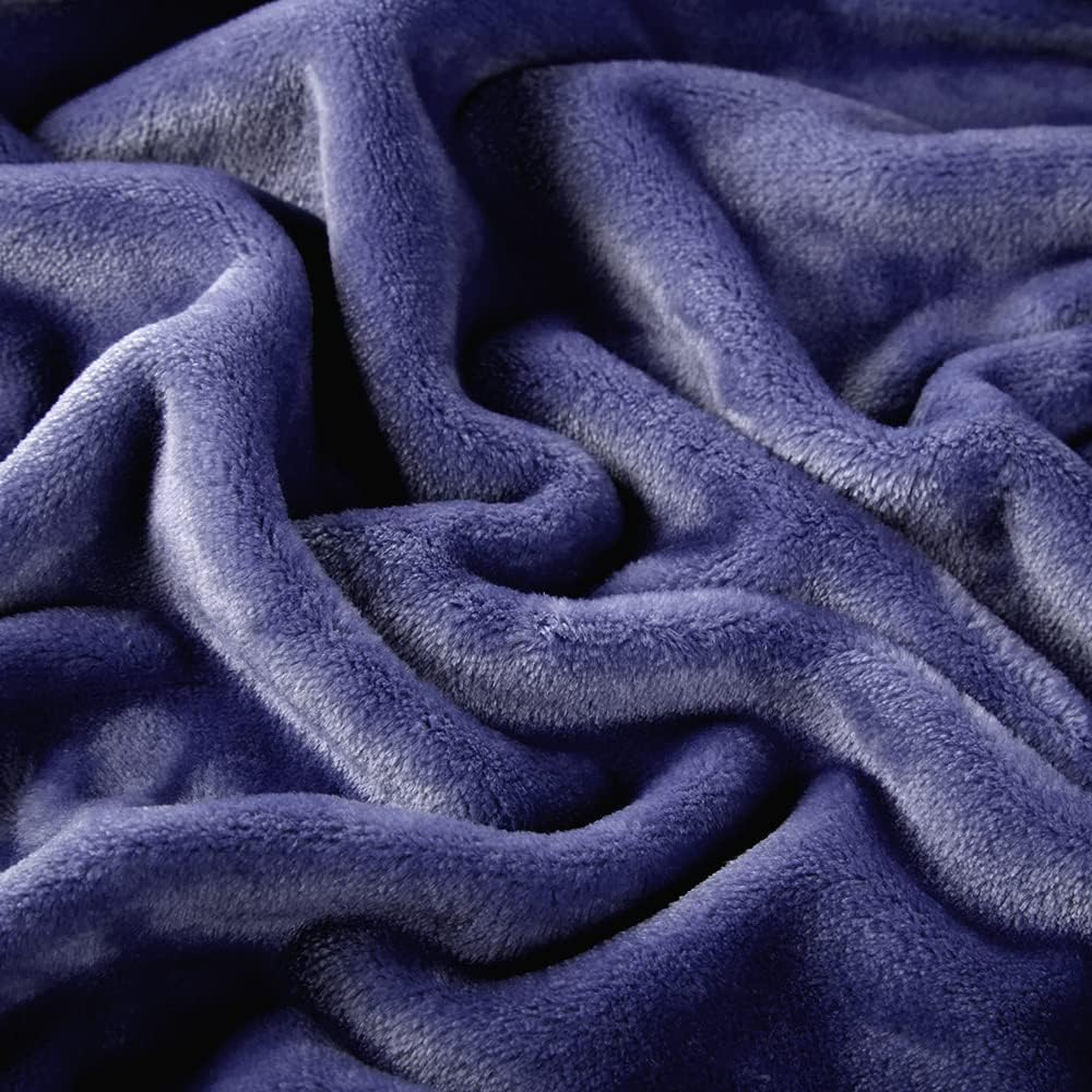 Surii Home Luxury Microfiber Flannel Blanket, Super Soft, Warm, Cozy, Fluffy, and Breathable, Perfect Throws for Bed, Couch, Sofa, for All Season Use. 350GSM Twin Size 60x80 Inches (Navy Blue)