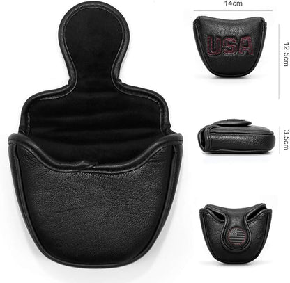 Golf Putter Cover, Putter Headcovers Golf Club Head Covers Putter Headcover for Blade Leather Golf Mallet Putter Head Covers with Magnetic for All Brands USA Style