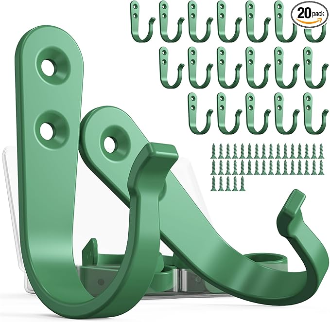 20PCS Heavy Duty Metal Wall Hooks, Coat Hooks for Hanging - with 40 Screws for Coats Towels Backpacks - Mint Green
