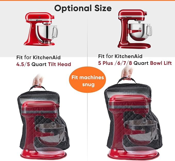BAGSPRITE Stand Mixer Cover with Appliance Sliders Compatible with KitchenAid Mixer 4.5/5 Quart with Pockets for Kitchen Aid Accessories and Attachments