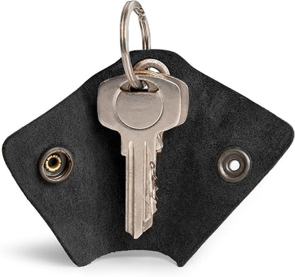 Hide & Drink Full Grain Leather Wrap Keychain, Organizer Snap Closure, Key Ring Cover, Silencer Sleeve Key Holder for Men