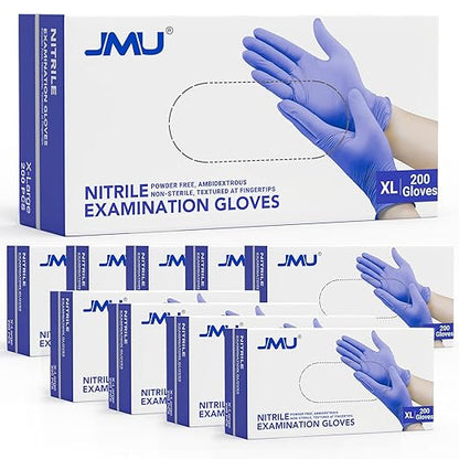 JMU Nitrile Gloves Bulk 2000 Count, XL, 3.5 Mil, Disposable Gloves Latex Free, Violet Blue