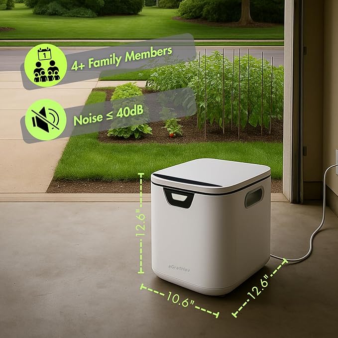 Electric Composter for Kitchen, Compost Bin - 4L Large Capacity, 3 Processing Modes, 3 Capacity Options, 2 Carbon Filters, Auto-Cleaning Auto-Drying (White)