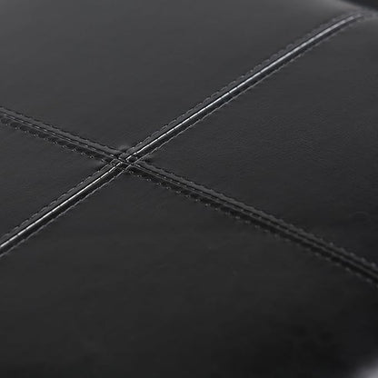 SIMPLIHOME Avalon 35 inch Wide Contemporary Rectangle 5 Pc Storage Ottoman in Midnight Black Vegan Faux Leather, Assembled, for the Living Room, Entryway and Family Room