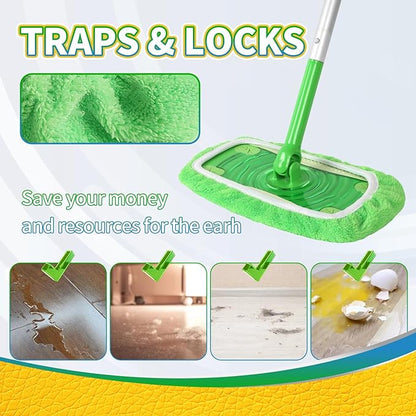 3 Pack Reusable 100% Coral Fleece Mop Pads Compatible with Swiffer Sweeper, Wet and Dry Flat mop Cover, Washable Pads Refills for Hardwood/Surface Floor Cleaning (Mop is Not Included)