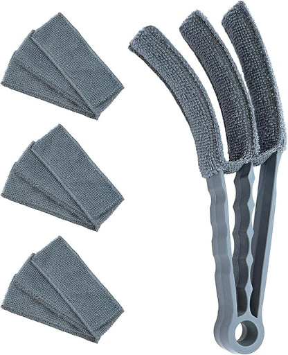Microfiber Feather Duster, Window Blind Duster Brush, Blind Cleaner Tools for Window Blinds, Air Conditioner Vents, Fans, Car Vents - 1 Brush with 4 Microfiber Sleeves