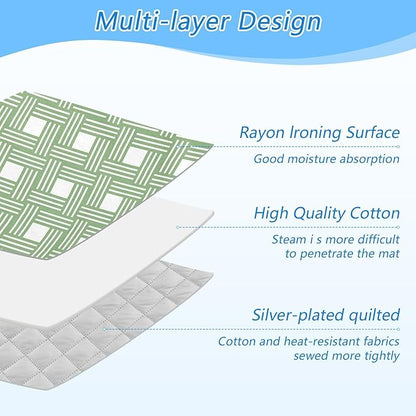 Ironing Mat for Table top Portable Ironing Pad Blanket for Washer Dryer Countertop Travel Green Abstract