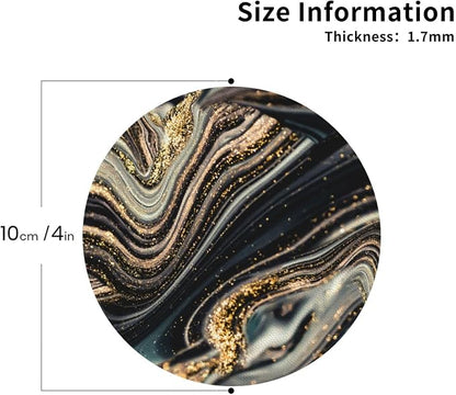 Black Gold Marble Style Coasters Set of 6 Coasters