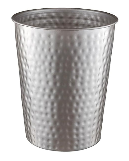 Monarch Abode Pewter Hand Hammered Metal Wastebasket for Home Office Bedroom, Decorative Waste Basket, Modern Bathroom Garbage Can, Durable & Decorative Trash Bin, Pewter Bathroom Trash Can