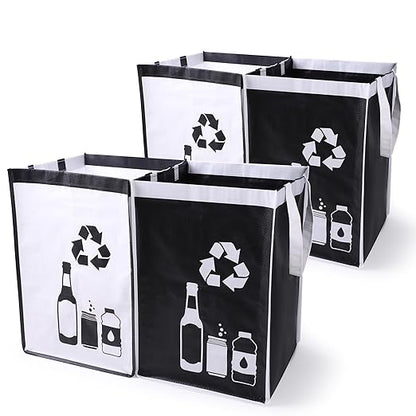 Recycle Waste Bag for Kitchen Home- Indoor Recycling Bins Trash Sorting Organizer, Reusable and Waterproof, 4 Pack