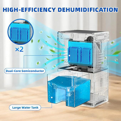 Dehumidifier for 1076 sq.ft,Quiet Portable Moisture Absorber with Auto Shut Off,Auto Defrost,72 OZ Water Tank,Drain Hose,7 Color LED Light,Sleep Mode for Basement Home Bedroom Bathroom RV