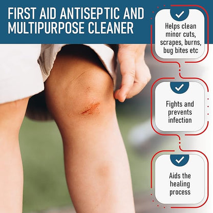 3% Hydrogen Peroxide - First Aid Antiseptic & Multipurpose Cleaner - Topical Wash for Cuts, Scrapes and Minor Cuts - H2O2 Hydrogen Peroxide 3 Percent USP Solution (2 Gallon)