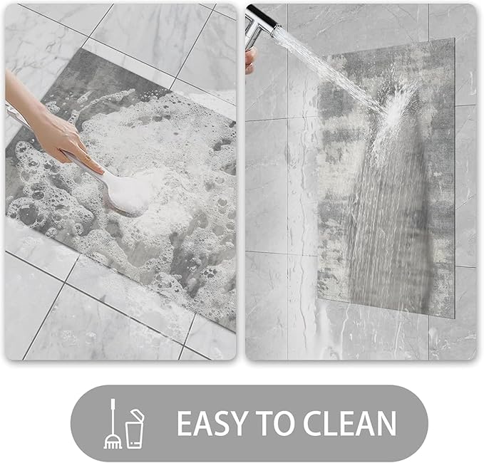 Ultra Thin Door Mat Indoor Entrance, 1/10 in Thin Door Mats for Inside Entry, Non-Slip Rubber Backing Washable Doormat, Fade Resistant, Absorbent, Low Profile Dirt Trapper, 35"X24",Distressed