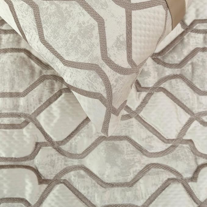 The HomeCentric King/Queen/Twin Ivory & Silver Decorative CA King 86"x18" Bed Runner Without Pillow Cover, Lattice & Quilted Bed Scarf on Jacquard Silk Fabric - Ivory Delicacy