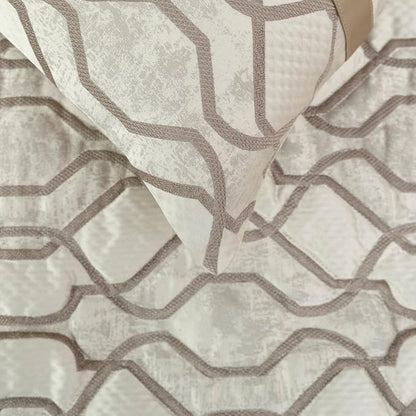 The HomeCentric King/Queen/Twin Ivory & Silver Decorative CA King 86"x18" Bed Runner Without Pillow Cover, Lattice & Quilted Bed Scarf on Jacquard Silk Fabric - Ivory Delicacy