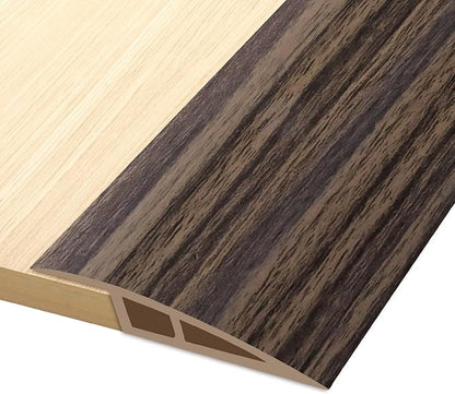 Vinyl Door Threshold Flooring Transition Strip Self Adhesive Carpet Edging Strip for Laminate Doorway Edge Threshold from 3/5" to 4/5" (Grayish Brown Wood Grain, 6.6 Ft)