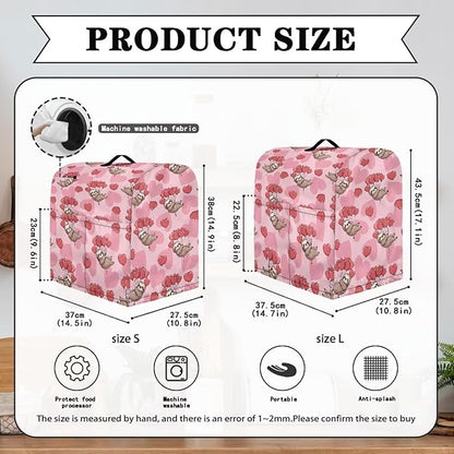 Funny Sloth with Hearts Mixer Cover Stand Mixer Dust Proof Covers with Handle and Front Pockets Kitchen Aid Mixer Cover for 6-8 Qt Mixer,Kitchen Coffee Maker Toaster Machine Dust Cover