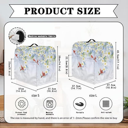 Cardinal Bird with Flower Mixer Dust Covers 6-8 Quart Stand Mixer Covers Protector Accessories Kitchen Decoration