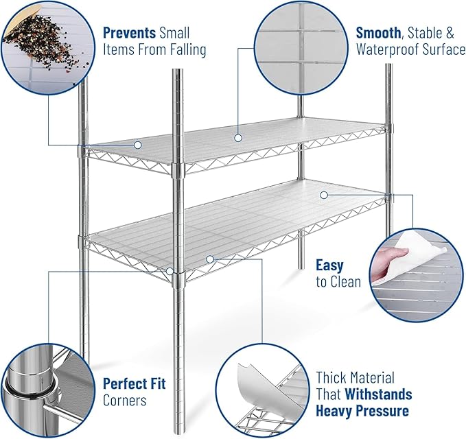 Shelf Liners for Wire Shelf System: Set of 5 in Graphite: 12 x 22 inch: Plastic Wire Shelving Shelf Mats