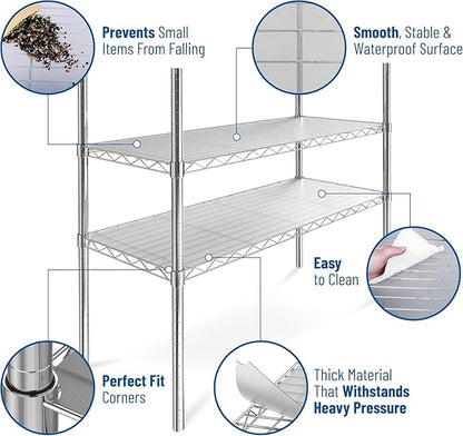 Shelf Liners for Wire Shelf System: Set of 5 in Clear: 18 x 60 inch: Plastic Wire Shelving Shelf Mats