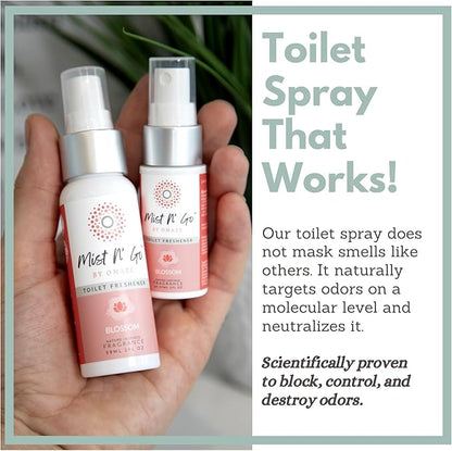 Mist N’ Go by Omaze Travel Bathroom Spray for Toilet Spray Odor Eliminator - Travel Toilet Spray for Bathroom Air Freshener Spray for Bathroom Deodorizer - Blossom Travel Size (1oz x1)