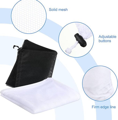 Berlune 30 Pack 24 x 36 Inches Large Mesh Bags for Laundry, Wash bags, Sturdy Mesh Material Closed with Drawstring, Factory, University, Dormitory, Travel and Apartment Dweller (Black, White)