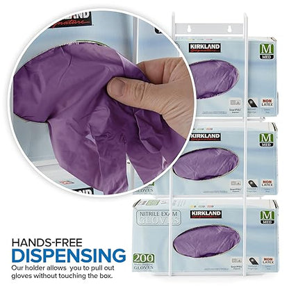 Stock Your Home (White Metal Triple Gloves Dispenser, Tissue Box Shelf, Glove Box Holder Wall Mount, For Kitchen, Cleaning Closet, Lab, Exam, or Office