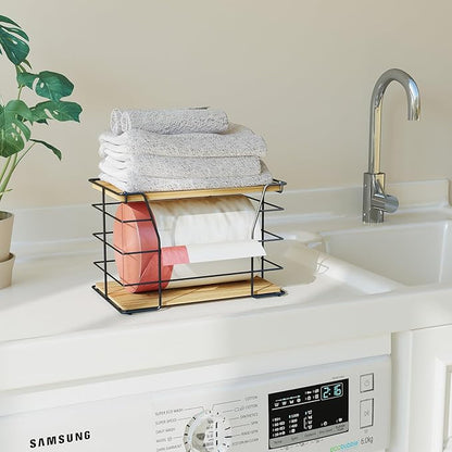 Large Trash Bag Holder, Wall Mount Grocery Bag Holder with Lid, Suitable for Garbage Bags 13 Gallons,Stackable Storage Laundry Kitchen Organizers for Countertop Organization, No Drill