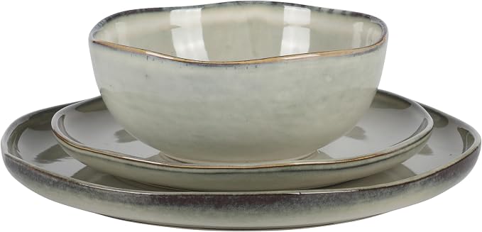 Gibson Elite Nardini 12 Piece Plates and Bowls Reactive Glaze Dishes Stoneware