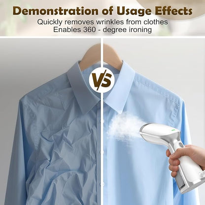 Portable Steamer for Clothes, 20s Fast-Heat Handheld Garment Steamer with Leak-Proof Tech, Large-Capacity Iron for Travel, Home & Dorm