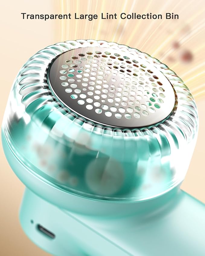 coldSky Rechargeable Fabric Shaver, Lint Shaver with Digital Display, Sweater Shaver with 6-Leaf Blades and Safety Lock, 3-Speeds Defuzzer Remove Fuzz, Pills from Clothes, Furniture, Blanket Green