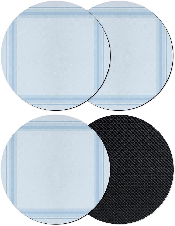 Light Blue Grid Coasters Set of 4 Absorbent Coasters