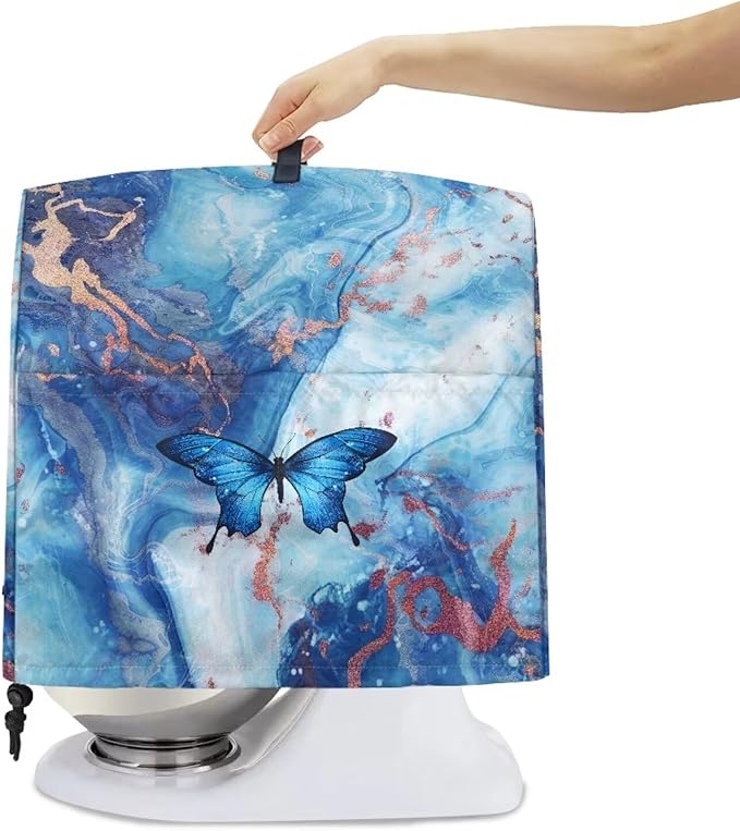 Blue Marble and Butterfly Mixer Covers Stand Mixer Dustproof Cover Compatible with Kitchen Aid Mixer Washable Stand Mixer Covers for 4.5-5 Qt Mixer