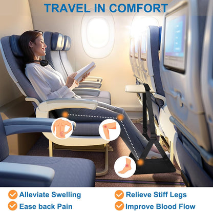 Airplane Foot Hammock （ Memory Foam） 2 in 1 Removable Support Pad， Portable Desk Footrest Hammock， Perfect Long Flight Travel Essentials， Foot Rest for Plane Travel Foot Leg Rest