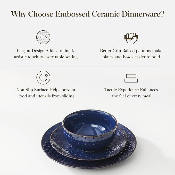 MALACASA 12 Pieces Dinnerware Sets, Modern Plates and Bowls Sets, Kitchen