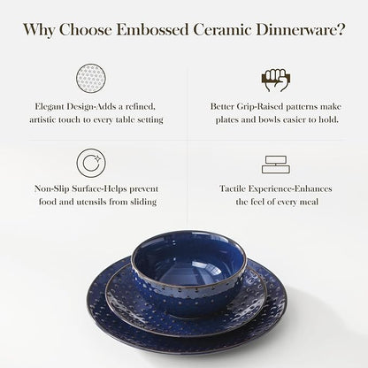 MALACASA 12 Pieces Dinnerware Sets, Modern Plates and Bowls Sets, Kitchen