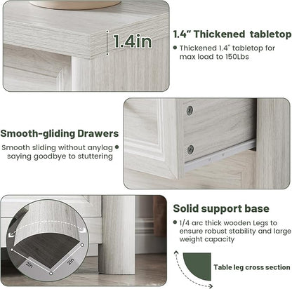 41" Tall White Dresser, Farmhouse 8 Drawers Dressers for Bedroom, Vertical Chest of Drawers for Bedroom Nursery with Metal Handle, Modern Rustic Wood Dresser for Closet, Living Room