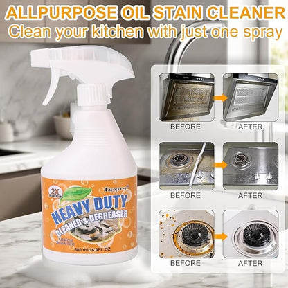 Powerful Kitchen Degreaser Foam Spray, Kitchen Heavy Oil Cleaning Agent, All Purpose Household Cleaning Spray for Oven,On All Surfaces,Lemon Fresh Scent 500ml