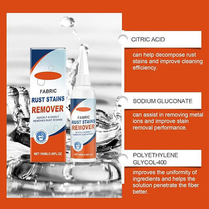 Fabric Rust Remover For Clothes, Strong And Effective Rust Stain Remover For Fabric, Garments & Washable Textiles, 3.38 FL.OZ
