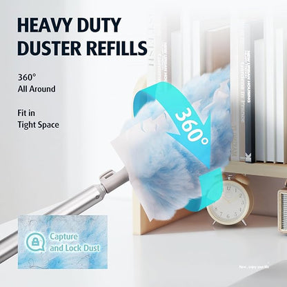 6 ft Extendable Duster Handle with 20 Pcs, Compatible with Swiffer, Disposable Microfiber Dusting Pads for Home Cleaning, Ceiling, Fan, Window, Hard-to-Reach Areas
