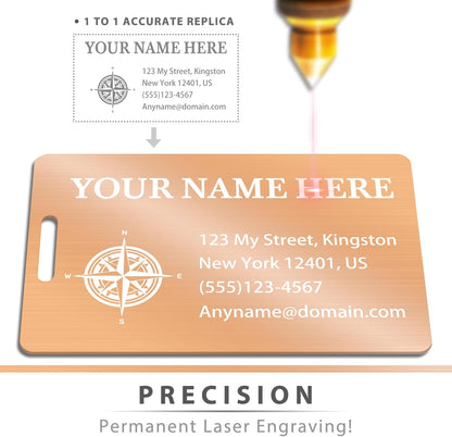 Personalized Luggage Tags for Suitcases (2/4/6/8 Pack) - Custom Engraved Metal Travel Tag, Customizable Pattern/Name/Text for Bags Backpacks Suitcases