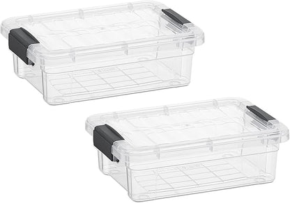 Superio Clear Storage Boxes with Lids, 1.27 Quart Plastic Container Bins for Organizing, Stackable Crates, BPA Free, Non Toxic, Odor Free, Organizers for Home, Office and Dorm, 2 Pack