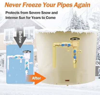Backflow Preventer Pipe Insulation Cover (5°F) - Irrigation Sprinkler Valve Insulated Pouch - Water Well Pump Cover - Sturdy 5 Layers for Winter Freeze Protection, 40" W x 40" H, Beige