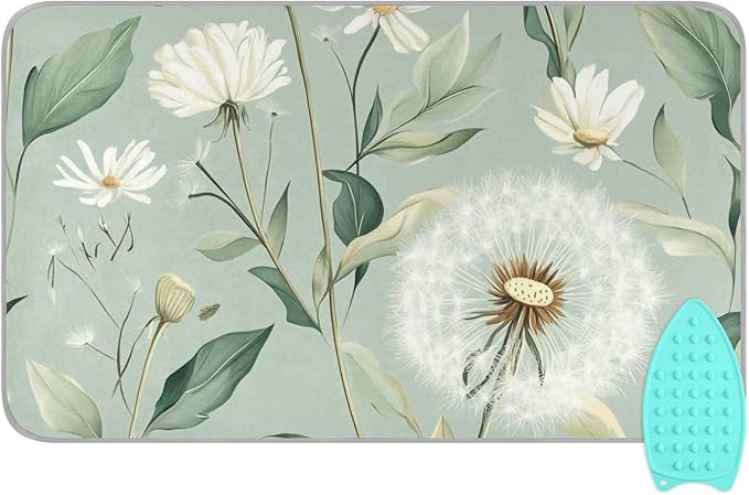 Ironing Mat Portable Ironing Pad Ironing Blanket for Table Top Heat Resistance Double-Side Using Travel Large 47.2 x 27.6 Inch Foldable Lightweight Sage Green Dandelions