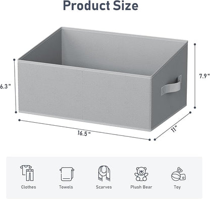 DIMJ Large Closet Storage Bins 8 Pack - Fabric Trapezoid Closet Organizer Bin, Foldable Storage Baskets for Shelves, Closet Shelf Organizer, Clothing Storage Box for Toys, Books, Towel, Clothes, Gray